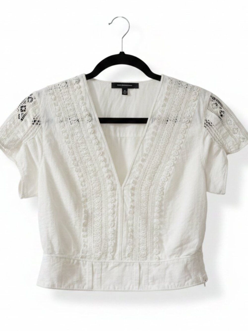 The Kooples White Lace Detail Blouse Size M